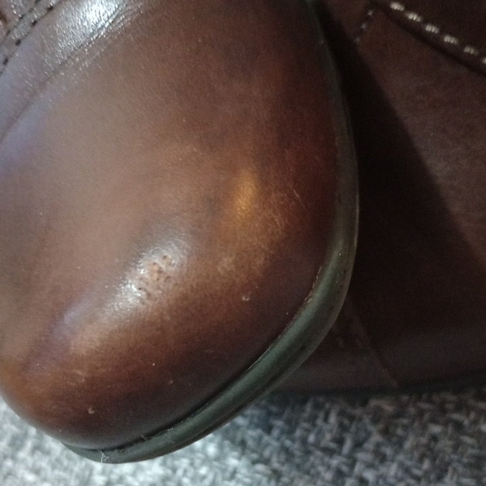 Clarks Brown Heeled Boots with Buckle Strap - Picture 6 of 9